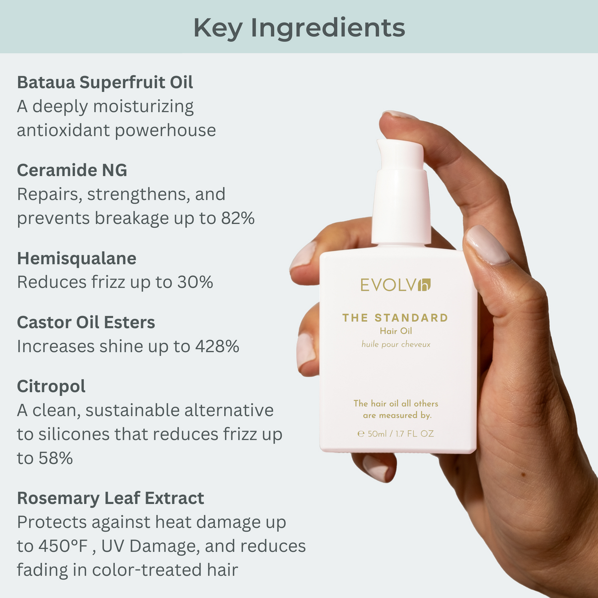 EVOLVh The Standard Hair Oil key ingredients list